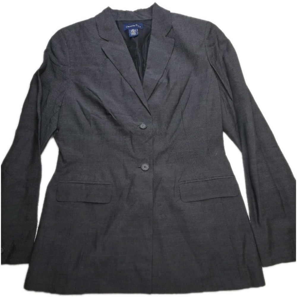 Charter Club Women's Size 10 Gray Wool Blend Blazer Jacket Career Lined